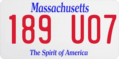 MA license plate 189UO7