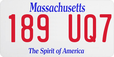 MA license plate 189UQ7