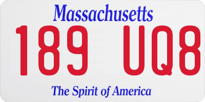 MA license plate 189UQ8