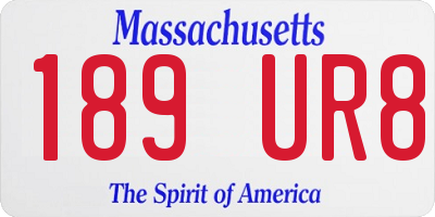 MA license plate 189UR8