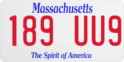 MA license plate 189UU9