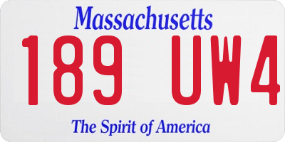 MA license plate 189UW4