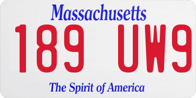 MA license plate 189UW9