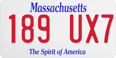 MA license plate 189UX7