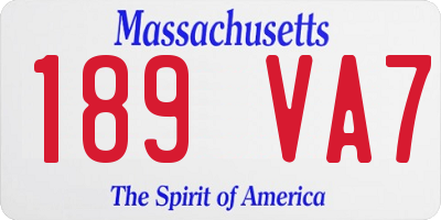 MA license plate 189VA7