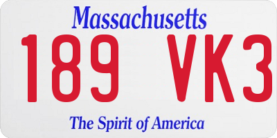 MA license plate 189VK3