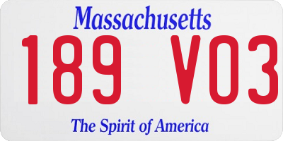 MA license plate 189VO3