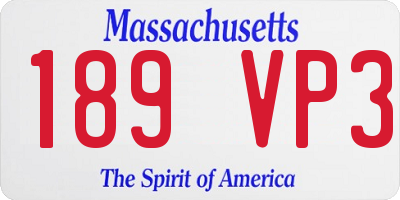 MA license plate 189VP3