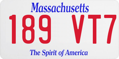 MA license plate 189VT7