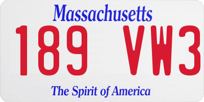 MA license plate 189VW3
