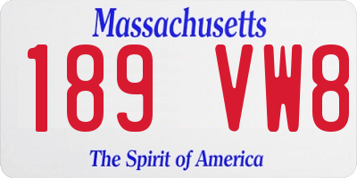 MA license plate 189VW8