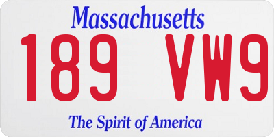 MA license plate 189VW9