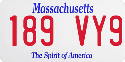 MA license plate 189VY9