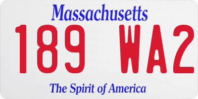 MA license plate 189WA2