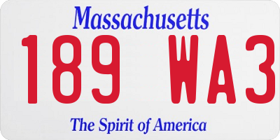 MA license plate 189WA3