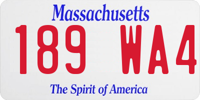 MA license plate 189WA4