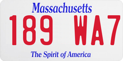 MA license plate 189WA7