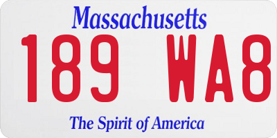MA license plate 189WA8