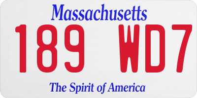 MA license plate 189WD7