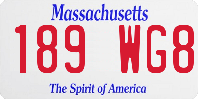 MA license plate 189WG8