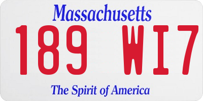 MA license plate 189WI7
