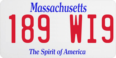 MA license plate 189WI9