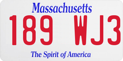 MA license plate 189WJ3