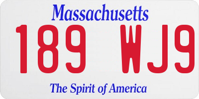 MA license plate 189WJ9