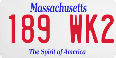 MA license plate 189WK2