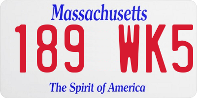 MA license plate 189WK5