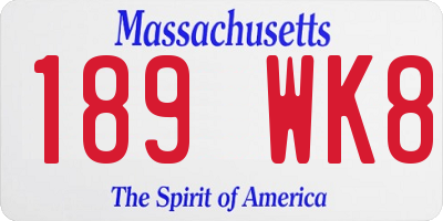 MA license plate 189WK8