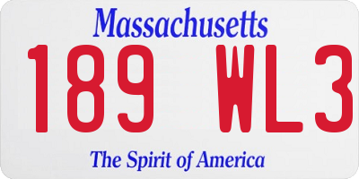 MA license plate 189WL3