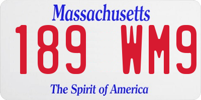 MA license plate 189WM9