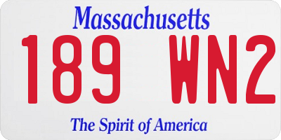MA license plate 189WN2