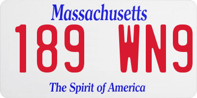 MA license plate 189WN9
