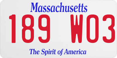 MA license plate 189WO3