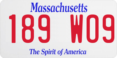 MA license plate 189WO9