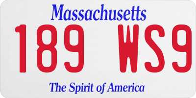 MA license plate 189WS9