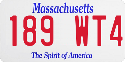 MA license plate 189WT4