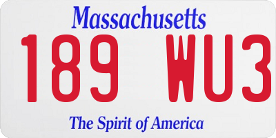 MA license plate 189WU3