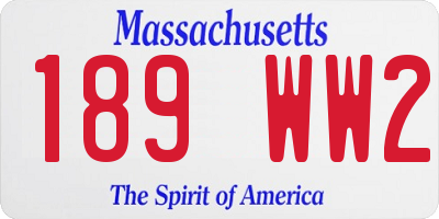 MA license plate 189WW2