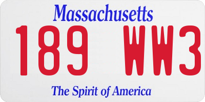 MA license plate 189WW3