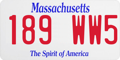 MA license plate 189WW5