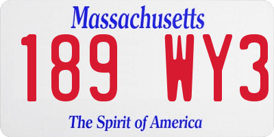 MA license plate 189WY3
