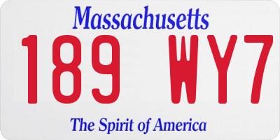 MA license plate 189WY7