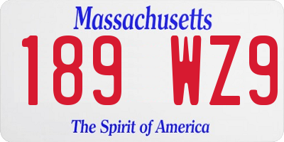 MA license plate 189WZ9