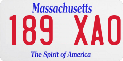 MA license plate 189XA0