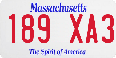 MA license plate 189XA3