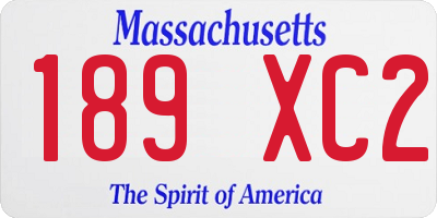 MA license plate 189XC2