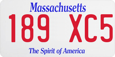 MA license plate 189XC5